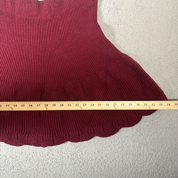 Leif Notes Skirt Wool Blend Fit And Flare Women’s Size M Burgundy‎ Chunky Knit - Picture 6 of 12